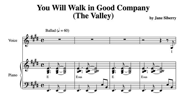 SHEET MUSIC 'The Valley'